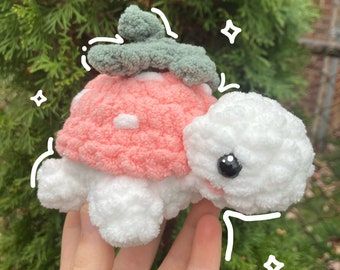 Strawberry Turtle Crochet, Strawberry Turtle, Toys Quotes, Turtle Plushie, Turtle Crochet, Turtle Plush, Easy Crochet Animals, Crochet Dinosaur, Quick Crochet Patterns