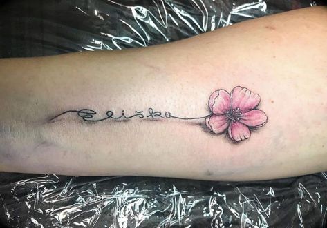 Kids Names Tattoo Ideas, saved tattoo, flower 1i Names Tattoo Ideas, Kids Names Tattoo, Tattoo Ideas Cute, Baby Footprint Tattoo, Names Tattoo, Kid Name Tattoo, Baby Name Tattoos, Name Tattoo Ideas, Heartbeat Tattoo