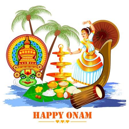 Happy Onam Background for Festival of South India Kerala Stock Vector - Illustration of decoration, malayali: 120887154 Onam Wishes In Malayalam, Onam Greetings, Onam Wishes, Festival Paint, Onam Celebration, Onam Festival, Happy Onam, Festival Image, Photo Album Design