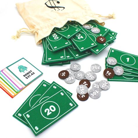 PRICES MAY VARY. ⭐️ Felt bills are 2 inches by 4 inches. Felt coins are 1 inch. Cards are 2" x 3" ⭐️ LEARN THROUGH PLAY - This educational realistic Felt Money Set will help your child make purchasing exciting, using math with adding or subtracting helps gain counting, learning, and money skills through pretend play buying and selling just like their parents! ⭐️ FUN - Imaginative pretend play game with our quiet, safe, and soft pressed felt cash bills, coins, as well as cardstock flashcards will Felt Money, Toddler Stem, Toy Bank, Toy Cash Register, Fun Money, Money Skills, Play Money & Banking, Play Money, Montessori Classroom