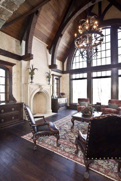 Old World Interiors, Mantle Design, Tuscan Design, Modern Restaurant, Traditional Living, Tuscan Style, High Ceilings, Traditional Living Room, Restaurant Interior Design