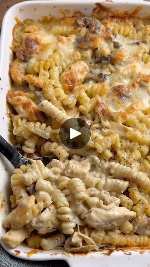 13K views · 113 reactions | Creamy Chicken, Mushroom and Tarragon Pasta Bake - Enjoy this delicious recipe featuring tender seasoned strips of chicken breast, complemented by garlicky mushrooms and aromatic tarragon, all embraced in a lighter creamy sauce.

Serves 4 | Calories: 569 | Protein: 45g

Grab these ingredients to make:
240g (8.4oz) of uncooked pasta (I used fusilli)
olive oil spray
400g (14oz) of chicken breast, sliced into small strips
salt and black pepper to season
225g (8oz) of mushrooms, sliced
1 onion, cut in half and sliced thinly
3 cloves of garlic, crushed
300ml of chicken stock
300ml of semi skimmed milk
100g (3.5oz) of light cream cheese
1 tablespoon of dijon mustard
2 teaspoons of dried tarragon
20g (0.7oz) of parmesan cheese, finely grated
100g (3.5oz) of mature ched Creamy Chicken Mushroom, Skimmed Milk, Chicken Mushroom, Olive Oil Spray, Skim Milk, Pasta Bake, Creamy Sauce, Creamy Chicken, Parmesan Cheese