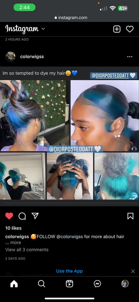 Stunk Strip Hairstyles Purple, Skunk Hair Dye Black Women, Teal Skunk Stripe Hair, Blue Peekaboo Hair Black Women, Skunk Streak Hair Black Women, Teal Skunk Stripe, Cute Dyed Hair Ideas For Black Women, Skunk Stripe Hair Blue, Blue Hair Black Women Natural