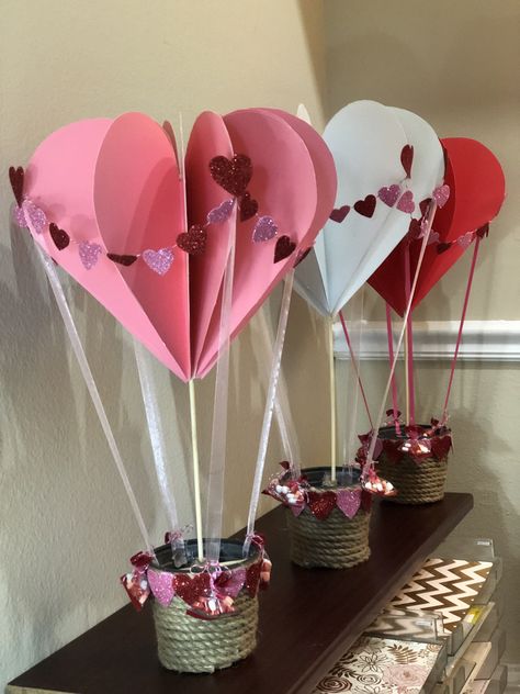 Hot Air Balloon Craft Diy, Hot Air Balloon Crafts, Valentine Crafts For Adults Diy, Hot Air Balloon Valentine, Paper Hot Air Balloon, Diy Hot Air Balloon, Valentine Craft Ideas, Valentines Tea, Valentine's Diy