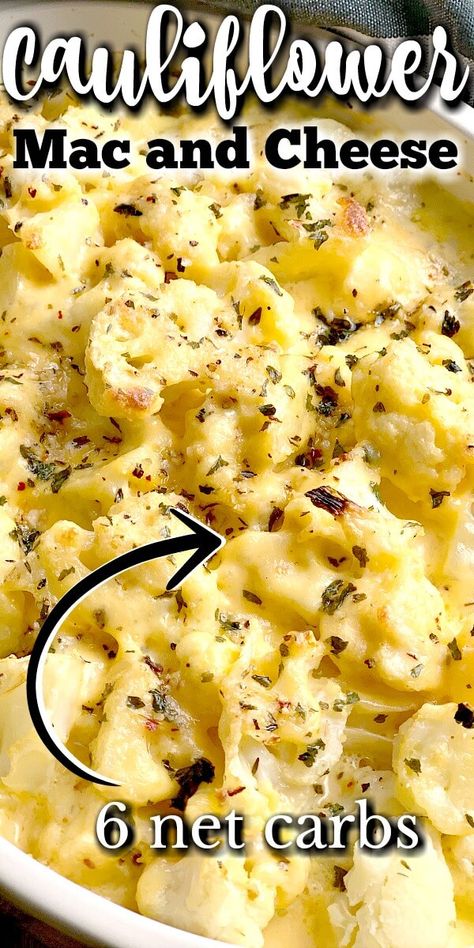 This keto-friendly Low Carb Cauliflower "Mac and Cheese" recipe is perfect when you are craving the comfort of mac and cheese, minus the pasta. Healthy and full of great things like veggies and protein, you get that cheesy goodness minus all of those carbs! #keto #ketodiet #lowcarb #lowcarbdiet #lchf #macandcheese #cauliflower #glutenfree #cheese #vegetarian #easy #recipe | bobbiskozykitchen.com Cauliflower Mac And Cheese Recipe, Cauliflower Mac And Cheese, Low Carb Snack, Cauliflower Cheese, Low Carb Sides, Mac And Cheese Recipe, Keto Side Dishes, Keto Recipes Dinner, Low Carb Recipes Dessert