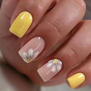 Yellow Nails Design, Purple Diamond, Yellow Springs, Flower Soft, Gold Powder, Nail Art Kit, Acrylic Nail Art, Yellow Nails, Nail Designs Spring