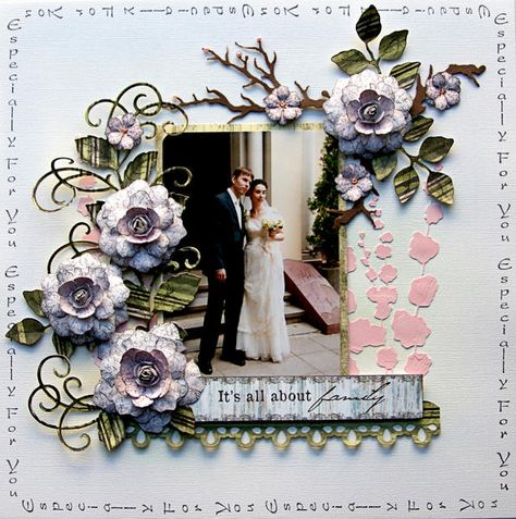 Layout: It's All About Family {DT work for Heartfelt Creations} Wedding Layouts, Bridal Shower Scrapbook, Wedding Scrapbook Pages, Scrapbook Wedding, Wedding Scrapbooking, Wedding Scrapbooking Layouts, Paper Bag Scrapbook, Anniversary Scrapbook, Heartfelt Creations Cards