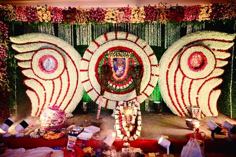 Pookalam Design, Puja Decor, Mandir Decoration, Shyam Baba, Khatu Shyam, Ganpati Decoration At Home, Diy Water Fountain, Flower Garland Wedding, Decoration For Ganpati