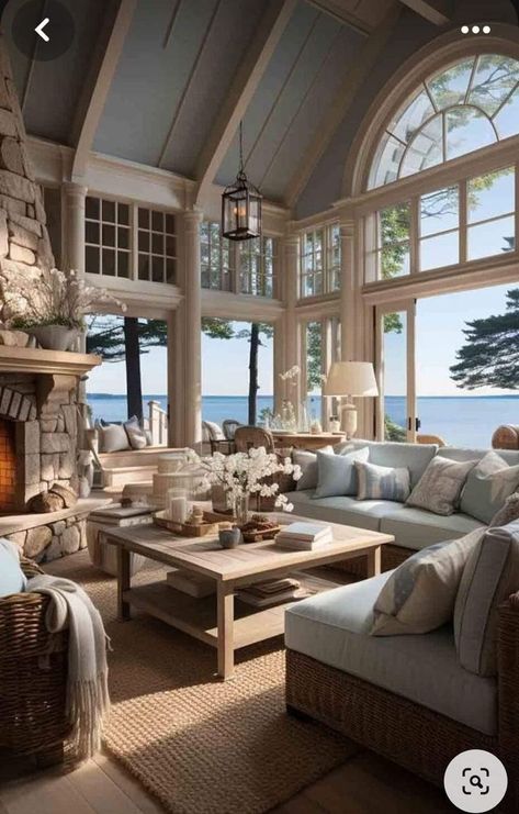 15 Modern Coastal Decor Ideas Your Home Needs | Aesthetic & Chic Coastal Decor Inspiration Summer In The Hamptons Aesthetic, Neutral Coastal Living Room, Coastal Cottage Living Room, Hamptons Living Room, Modern Coastal Living Room, Beach House Aesthetic, Beach House Living Room, Modern Coastal Decor, Beachfront House