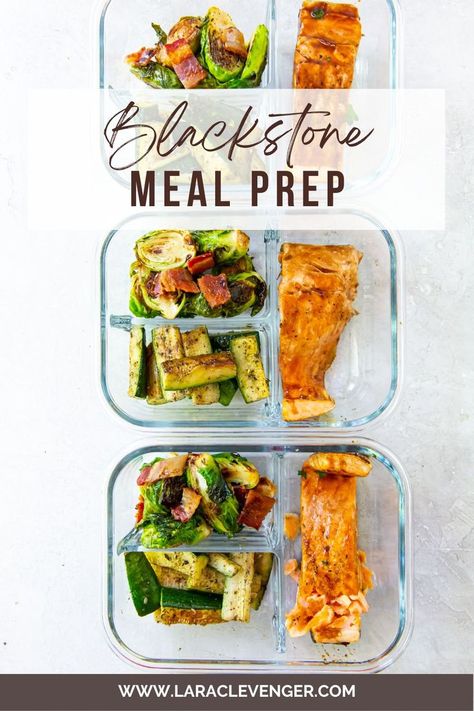 Blackstone Meal Prep, Salmon On The Blackstone, Paleo Salmon Recipe, Cooked Zucchini, Salmon On The Stove, Grilled Zucchini Recipes, Cooking Brussel Sprouts, Cooked Salmon, Teriyaki Sauce Recipe