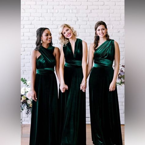 Revelry Micah Convertible Velvet Dress-Emerald Infinity Dress Tutorial, Velvet Bridesmaid, Stunning Bridesmaid Dresses, Velvet Bridesmaid Dresses, Green Bridesmaid, Green Bridesmaid Dresses, Infinity Dress, Maid Dress, Wedding Dresses Unique