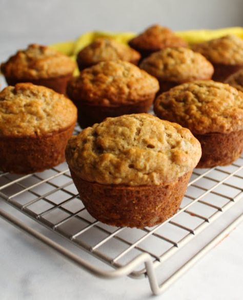 Buttermilk Banana Muffins, Zucchini Bread Muffins, Coconut Banana Bread, Zucchini Muffin Recipes, Banana Buttermilk, Banana Oatmeal Muffins, Banana Oat Muffins, Banana Muffin, Pbs Food