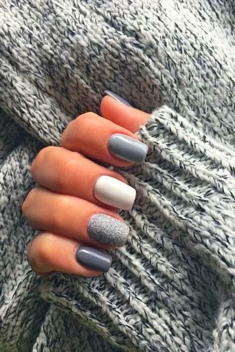 Nagellack Trends, Winter Nails Acrylic, Fall Acrylic Nails, Gray Nails, Best Nail Polish, Blue Nail, Nails 2020, New Year's Nails, Autumn Nails