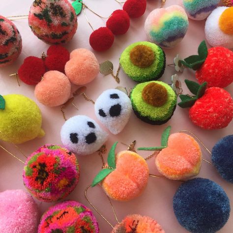 ✨titina accessories✨ on Instagram: “Pom Pom earrings anyone?... I have an amazing promo for you, just buy one pair and get the second pair with 30% off!! 🤩💖. This promo is…” Strawberry Pom Pom, Pom Pom Crafts For Adults, Cute Childhood, Pom Pom Jewelry, Dolls Handmade Diy, Kids Market, Pom Earrings, Dragons Den, Pom Pom Wreath