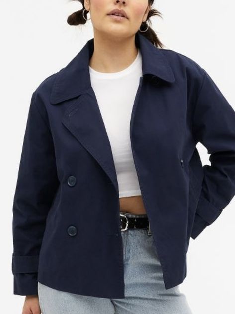 Dark Blue Trench Coat, Blue Trench Coat, Trouser Outfits, Different World, A Different World, Twill Jacket, Light Blue Jeans, High Waisted Trousers, Skater Dress