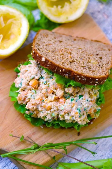 Smashed Chickpea Salad, Herb Mayo, Smashed Chickpea, Chickpea Sandwich, Chickpea Salad Sandwich, Vegetarian Mains, Sandwich Sauces, Garlic Mayo, Creamy Mash