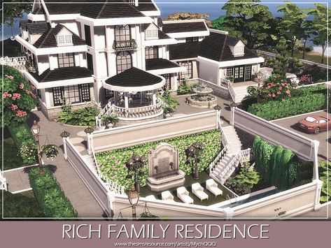 The Sims Resource - Rich Family Residence (unfurnished) Sims 4 Large Mansion, Sims 4 Mansion Luxury, Sims 4 Rich House, Sims 4 Big House, Sims 4 House Patreon, Rich Sims 4 Cc, Sims 4 Modern Mansion, Sims 4 Big Family House, Sims Mansion