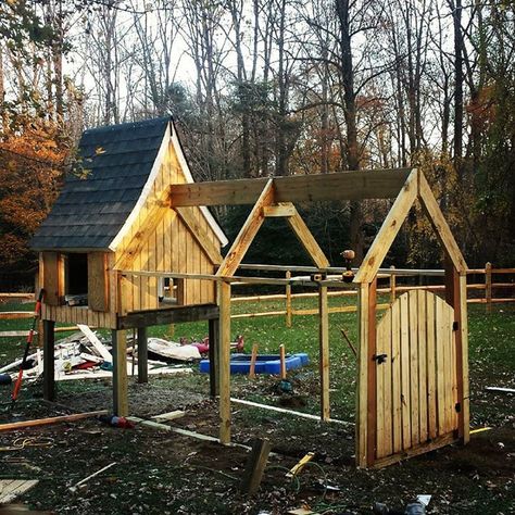 Whimsical Purple Coop | BackYard Chickens - Learn How to Raise Chickens Whimsical Chicken Coop, Turkey House, Outdoor Playscapes, 1 Acre Homestead, Cedar Paneling, Chicken Coop Garden, Chicken Tractors, Chicken Pen, Acre Homestead