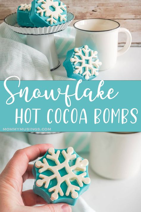 Snowflake Hot Cocoa Bombs Dark And Gloomy, Hot Chocolate Spoons, Peppermint Hot Cocoa, Easy Candy, Hot Chocolate Gifts, Homemade Goodies, Chocolate Spoons, Cake Decorating For Beginners, Winter Tea