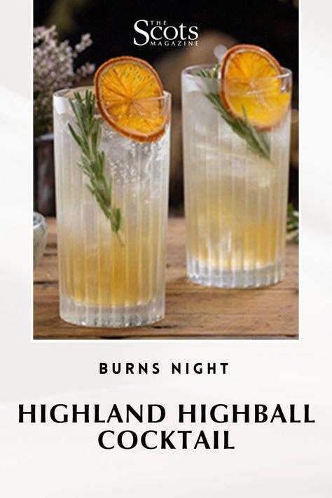 Scottish Drinks Cocktails, Festive Mocktail, Highball Recipe, Highland Park Whisky, Scottish Drinks, Burns Supper, Virgin Cocktails, Rosemary Syrup, Designated Driver