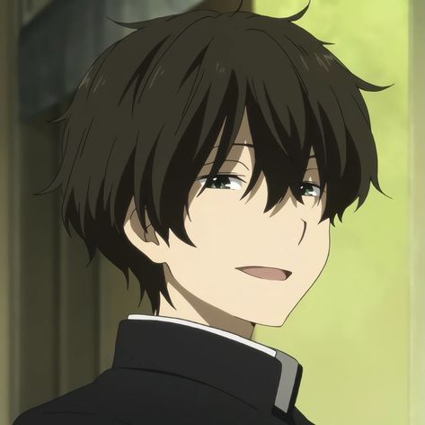 Oreki Houtarou, Anime Character, Black Hair, Wall, Green, Hair, Anime, Black