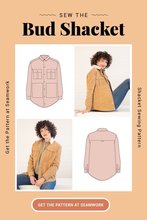 So What Exactly is a Shacket?  |  Seamwork Magazine Shacket Sewing Pattern, Winter Sewing, Tiger Crafts, Sewing Machine Needle, Cozy Jacket, How To Make Buttons, Jacket Pattern, Sewing Thread, How To Sew