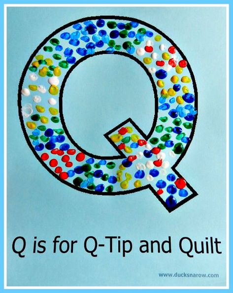 Letter Q Preschool, Letter Q Crafts, Preschool Letter Crafts, Alphabet Crafts Preschool, Abc Crafts, Q Tip Painting, Preschool Projects, Abc Activities, Alphabet Crafts