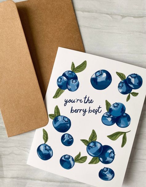 You're the Berry Best Card, Blueberry Appreciation Card, Valentine's Day Card, Berries, Love Card, Thankful Card, Gift for Teacher Coworker Gift For Teacher Coworker, Cute Anniversary Gifts, Bday Cards, Gift Inspo, Appreciation Cards, Card Drawing, Gift For Teacher, Card Gift, Gifts Cards