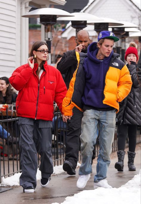 North Face Nuptse Jacket, Hailey Rhode, Justin Bieber Style, Highlands Nc, Hailey Bieber Style, Hailey Baldwin Style, Justin Hailey, Nuptse Jacket, Couple Fits