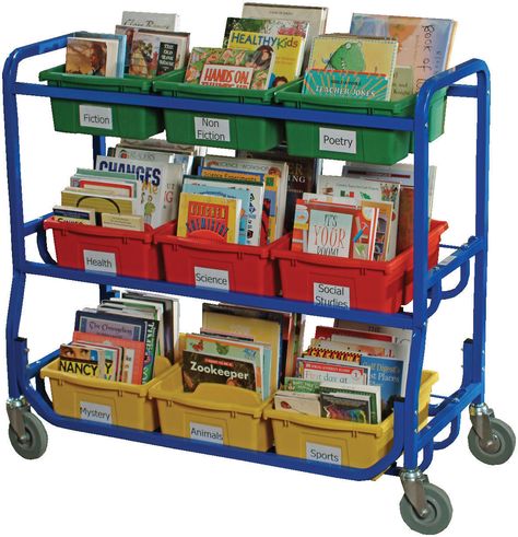 School Library Book Displays, Book Cart, Library Book Displays, Mobile Mechanic, Book Displays, Childrens Library, Kids Library, Bookcase Decor, Reading Workshop