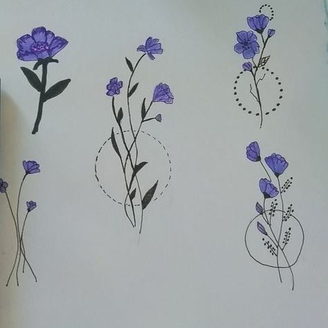 Violet Tattoo Flower, Name Flower Tattoo, Purple Flower Tattoos, Violet Flower Tattoos, Iris Flower Tattoo, Violet Tattoo, Purple Tattoos, Flower Tattoo Drawings, Quick Sketches