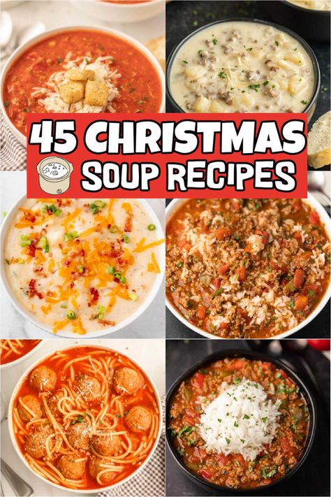 Christmas Soup Recipes, Holiday Soup Recipes, Simple Ingredient Recipes, Italian Chicken Soup, Holiday Soups, Christmas Soup, Crock Pot Vegetables, Spinach Tortellini Soup, Crockpot Stuffed Peppers