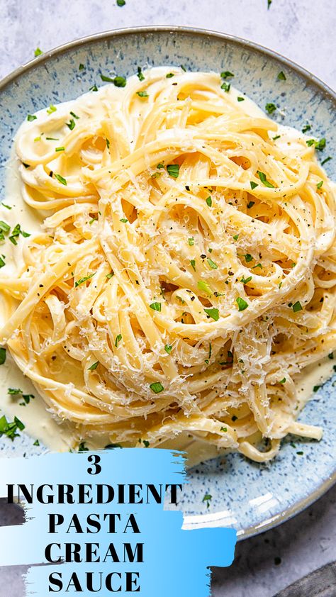 3 Ingredient Pasta Cream Sauce Recipe 3 Ingredient Pasta, Pasta Cream Sauce, Cream Sauce Pasta, Cream Sauce Recipe, Creamy Pasta Sauce, Cream Sauce Recipes, Creamy Pasta, 3 Ingredient, Easy Pasta