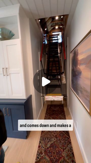 Matt Risinger on Instagram: "These were a huge hit on the @buildshowlive Tour this weekend!  @majicstairs hidden in my @windsorone Ceiling that leads to my conditioned attic!  #attic #atticgoals #conditionedattic #build" Hidden Attic Access, Hide Attic Access Door In Ceiling, Hidden Stairs To Basement, Attic Access Ideas, Attic Elevator, Attic Stairs Pull Down, Attic Space Ideas, Converted Attic Space, Residential Elevators