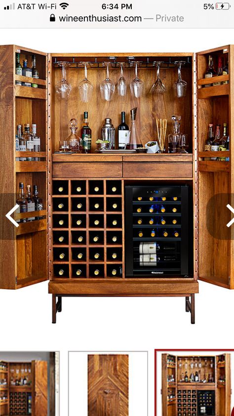 Wine Cabinet Ideas, Wooden Wine Cabinet, Bar Cabinet Design, Armoire Bar, Credenza Bar, Home Bar Areas, Home Bar Cabinet, Corner Bar, Bar Unit