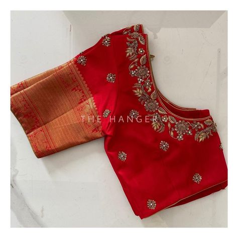 Simple Maggam Work Blouse, Simple Maggam Work, Zardosi Blouse, Red Blouse Design, Blouse Design Aari Work, Wedding Edit, Maggam Work Blouse, Backless Blouse Designs, New Saree Blouse Designs