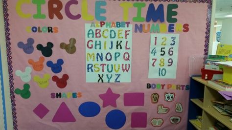 Circle time wall Twos Classroom Ideas Circle Time, Infant Room Circle Time, Circle Time Ideas For One Year Olds, Infant Circle Time Board, Circle Time Wall Ideas For Toddlers, Infant Circle Time Ideas, Circle Time Bulletin Board, Circle Time Wall, Toddler Circle Time