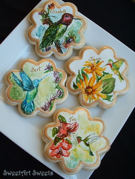 Hummingbird Cookies, Awesome Cookies, Tea Cup Cookies, Painted Cookies, Hand Painted Cookies, Paint Cookies, Cupcake Art, Pretty Cookies, Fancy Cookies