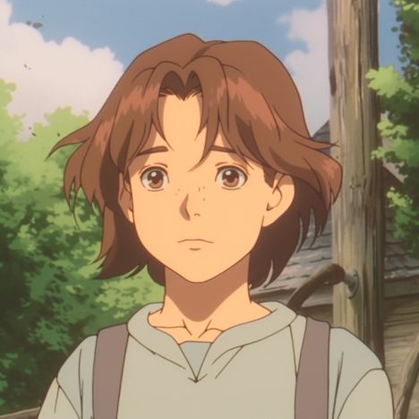 Short Brown Hair Anime Pfp, Ghibli Hairstyles, Short Brown Hair Character, Short Brown Hair Drawing, Characters With Short Brown Hair, Ghibli Style Pfp, Short Brown Hair Pfp, Anime Icons Brown Hair, Brown Anime Characters