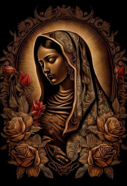 Tattoo Ideas Behind Ear, Faith Illustration, Virgen De Guadalupe Tattoo Ideas, Mother Mary Wallpaper, Guadalupe Wallpaper, Virgin Mary Picture, Guadalupe Tattoo, Mother Mary Tattoos, Angel Sculpture Art