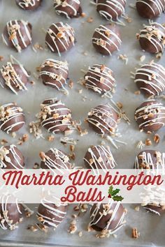 Martha Washington Balls - a yummy Christmas treat. Martha Washington Balls, Martha Washington Candy, Yummy Christmas Treats, Candy Balls, Martha Washington, Coconut Pecan, Christmas Food Gifts, Homemade Candies, Little Family