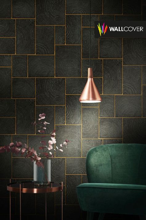 This stunning new wallpaper by Marburg adds a unique metallic shimmer to the realistic wood look. Wood Effect Wallpaper, Copper Wallpaper, Wooden Log, Gold Wallpaper, Wallpaper Calculator, Brick And Stone, Wallpaper Online, Made To Measure Curtains, Gold Wood