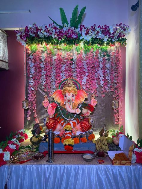 Ganpati Decoration At Home Background, Ganapati Decoration At Home, Chaturthi Decoration Ideas, Ganesh Chaturthi Decoration Ideas, Ganpati Celebration, Ganesha Decoration, Gauri Decoration, Eco Friendly Ganpati Decoration, Ganesh Decoration