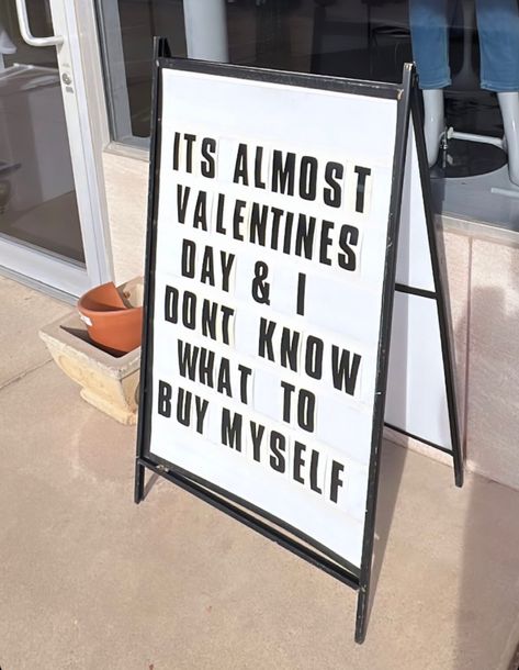 Boutique sign, sidewalk sign, funny retail sign, store sign, retail quote, boutique sign idea, retail sign idea, funny retail quote, boutique, shop local, vday, valentines day Boutique Window Signage, Boutique Letter Board Quotes, Cute Retail Signs, Valentines Day Boutique Ideas, Pop Up Shop Signage, Valentines Boutique Ideas, Retail Sidewalk Signs, Boutique Sidewalk Sign Ideas, Funny Retail Signs