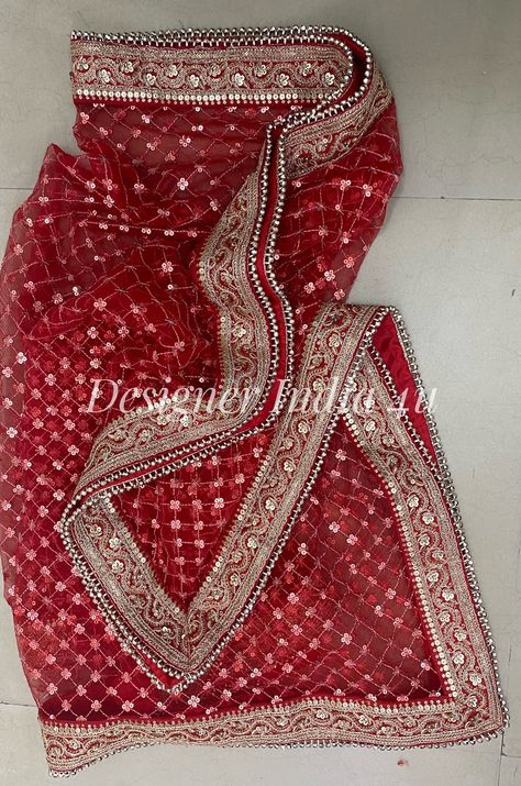 Buy Red Bridal Nikah Dupatta Sabyasachi Inspired Indian Pakistani online on Etsy India. Shop for handmade, vintage and unique Dupattas items from Designerindia4u online on Etsy Heavy Bridal Dupatta Designs, Heavy Dupatta Designs Unique, Bridal Dupatta Designs, Nikah Dupatta, Heavy Dupatta, Bridal Dupatta, Ballroom Costumes, Scarf Women Fashion, Event Decoration