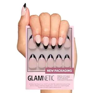 Short Almond Shape, Black Tips, Short Almond Nails, Short Almond, Nail Sets, Almond Shape, Salon Style, Nail Kit, Almond Nails