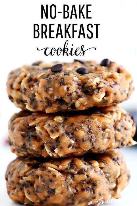 No Bake Breakfast Cookies, No Bake Breakfast, Bake Breakfast, Breakfast Cookie Recipe, Menu Sarapan Sehat, Food Mood, Healthier Food, Breakfast Healthy, Oat Bars