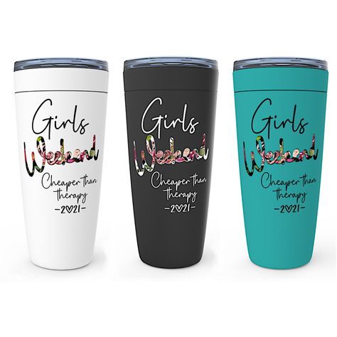 Girls Weekend Gifts, Staycation Ideas, Girls Trip Gifts, Cheaper Than Therapy, Party Favors For Adults, 50th Bday, Girls Trip Shirts, Girls Getaway, Painted Cups