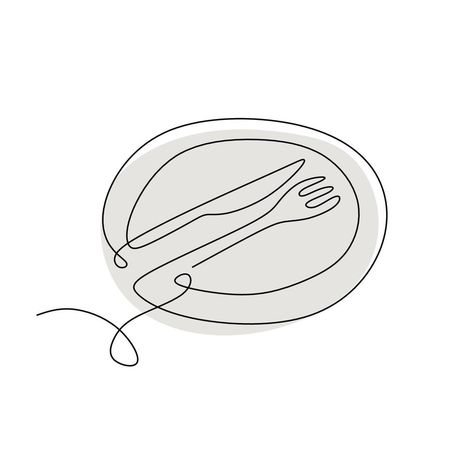 una placa de línea continua, cuchillo y tenedor. símbolo de comida. signo de plato, cuchillo y tenedor. minimalismo dibujado a mano una línea de arte minimalista ilustración vectorial. tema de la cena con dibujo creativo. Food Symbol, Plate Drawing, Stick Drawings, Line Art Minimalist, Visual Schedule, Art Basics, One Line Art, Knife And Fork, Dinner Themes