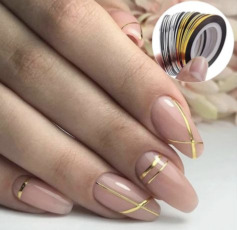 Tape Nail Designs, Line Nail Designs, Nail Striping Tape, Tape Nail Art, Multicolored Nails, Line Nail Art, Silver Nail Art, Matte Nail Art, Nail Art Stripes